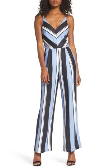 Women's Adelyn Rae Stripe Crepe Jumpsuit