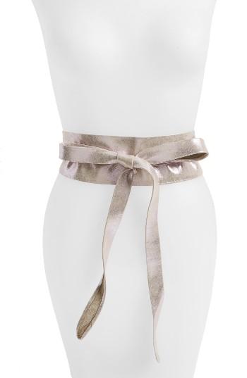 Women's Ada Handmade Leather Wrap Belt, Size - Pink Shimmer