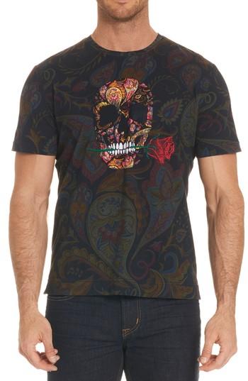 Men's Robert Graham Skull Rose T-shirt - Black