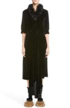 Women's Simone Rocha Asymmetrical Velvet Dress With Marabou Trim Us / 4 Uk - Black