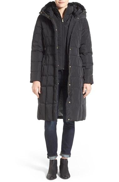 Women's Cole Haan Bib Insert Down & Feather Fill Coat - Black