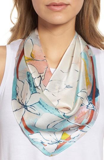 Women's Halogen Print Silk Scarf, Size - Blue/green