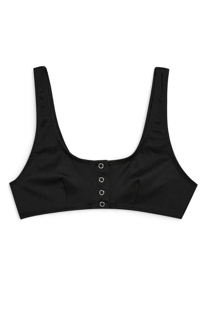 Women's Topshop Ribbed Bikini Top Us (fits Like 10-12) - Black