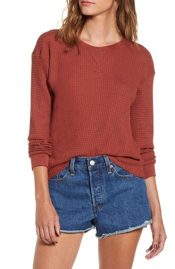 Women's Rvca Cited Waffle Knit Pullover Top - Red