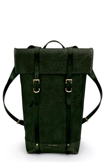 Men's Ezra Arthur Keystone Brass Detail Leather Rucksack - Green