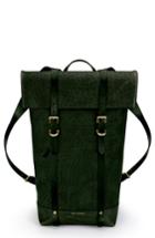 Men's Ezra Arthur Keystone Brass Detail Leather Rucksack - Green
