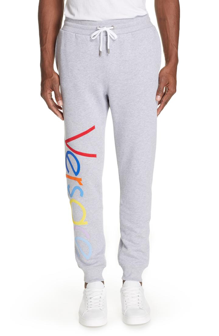 Men's Versace Fleece Jogger Pants - Grey