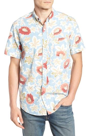 Men's J.crew Regular Fit Floral Print Sport Shirt R - Blue