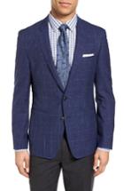 Men's Boss T-renan Trim Fit Windowpane Wool Blend Sport Coat