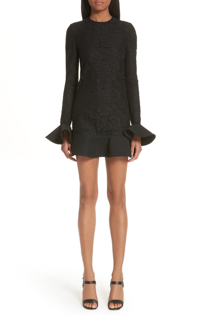 Women's Valentino Ruffle Hem Lace Dress