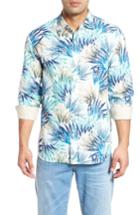 Men's Tommy Bahama Prism Palms Linen Blend Sport Shirt - Blue