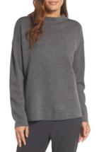 Women's Eileen Fisher Mock Neck Box Wool Sweater, Size - Grey