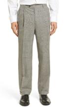 Men's Berle Pleated Plaid Wool Trousers X 30 - Grey