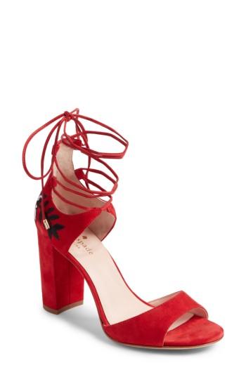 Women's Kate Spade New York Oasis Embroidered Sandal .5 M - Red