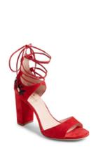 Women's Kate Spade New York Oasis Embroidered Sandal .5 M - Red