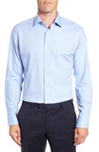 Men's Nordstrom Men's Shop Tech Smart Trim Fit Stretch Herringbone Dress Shirt - 32/33 - Blue