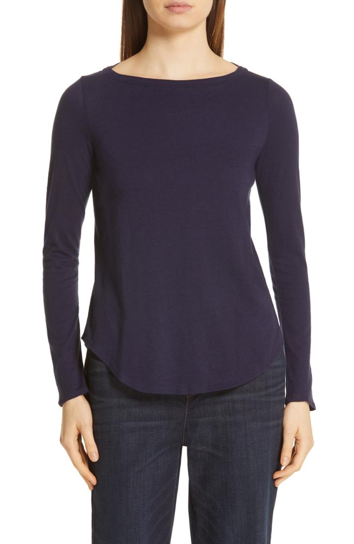 Women's Eileen Fisher Bateau Neck Organic Cotton Tee - Blue