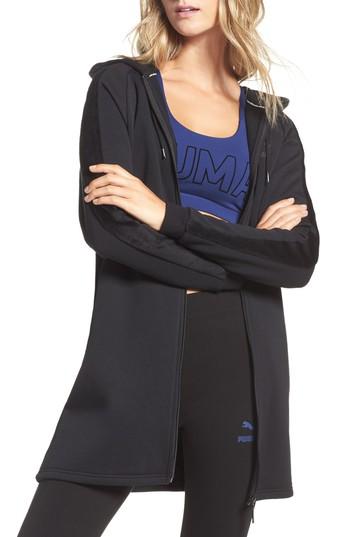 Women's Puma Front Zip Hoodie - Black