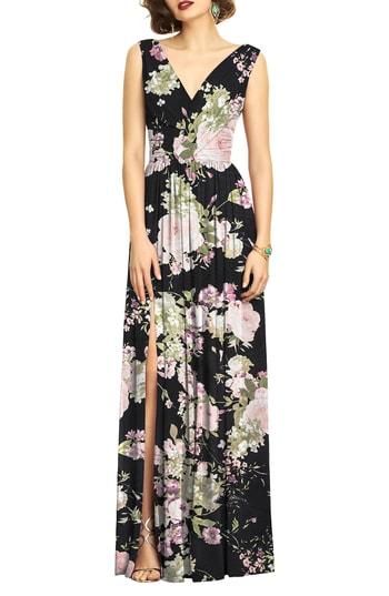 Women's Dessy Collection Surplice Ruched Chiffon Gown (similar To 14w) - Black