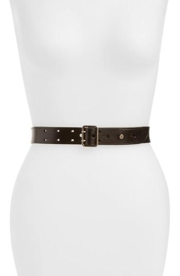 Women's Saint Laurent Fetiche Leather Belt - Black