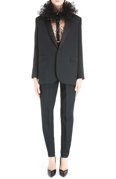 Women's Saint Laurent One-button Tuxedo Jacket
