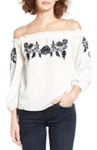Women's Tinsel Embroidered Off The Shoulder Top - White