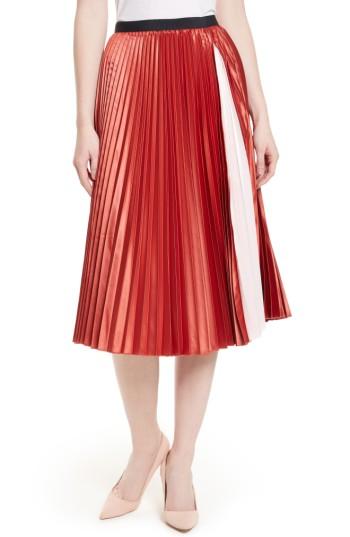 Women's Ted Baker London Osla Colorblock Pleated Midi Skirt - Red