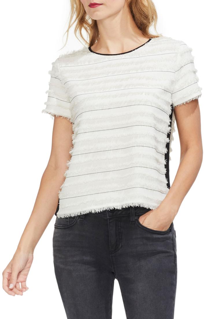 Women's Vince Camuto Fringe Stripe Top, Size - White