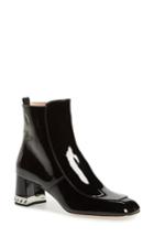 Women's Miu Miu Embellished Square Toe Bootie Us / 35eu - Black