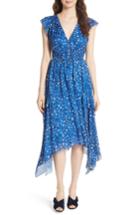 Women's Ulla Johnson Aurelie Floral Shark Bite Hem Cotton & Silk Dress - Blue