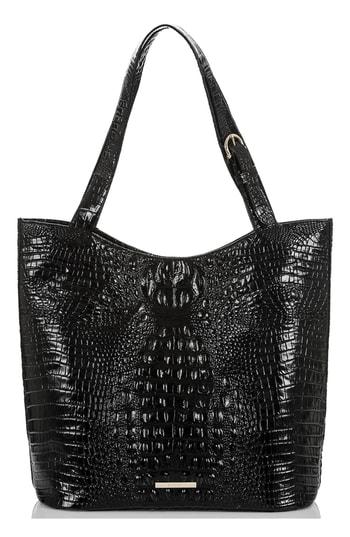 Brahmin Brayden Croc Embossed Leather Tote - Black