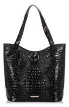 Brahmin Brayden Croc Embossed Leather Tote - Black