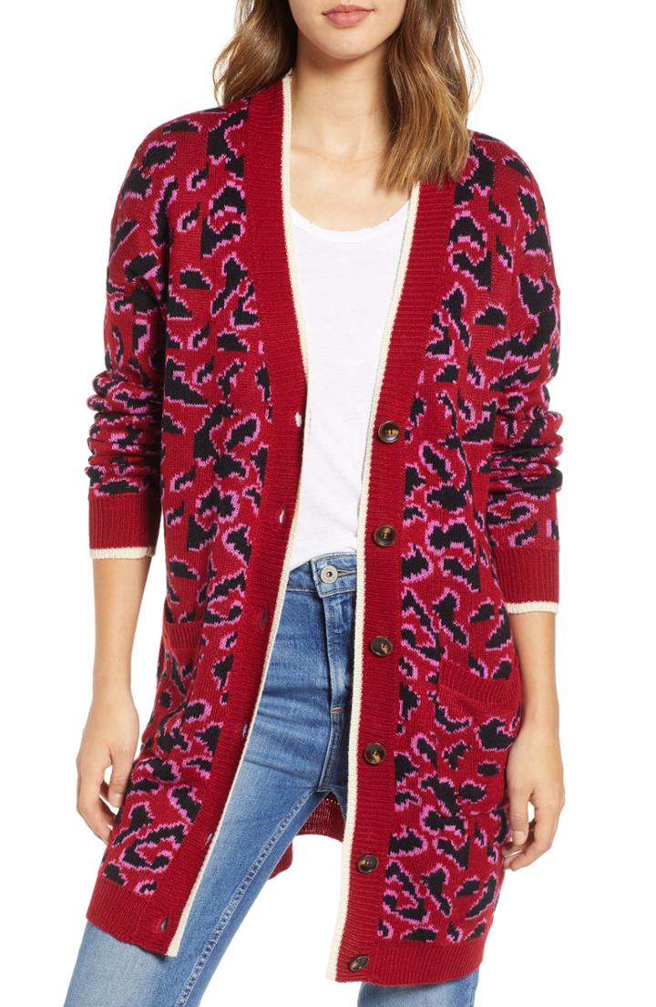 Women's Heartloom Leo Leopard Cardigan - Red