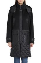 Women's Badgley Mischka Mixed Media Wool Blend Coat - Black