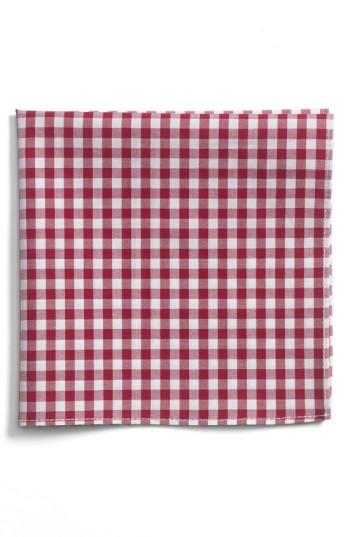 Men's 1901 Gingham Cotton Pocket Square, Size - Red