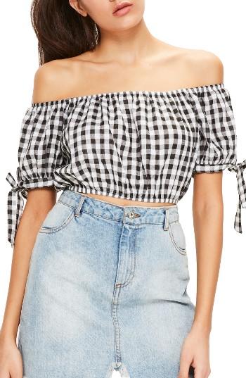 Women's Missguided Gingham Off The Shoulder Blouse
