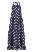 Women's Lee Mathews Minnie Spot Cotton & Silk Halter Dress - Blue