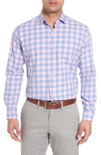 Men's Peter Millar Seaglass Gingham Check Sport Shirt - Blue