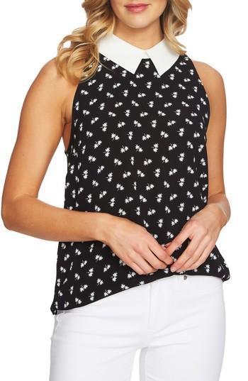 Women's Cece Collared Print Tank Blouse - Black