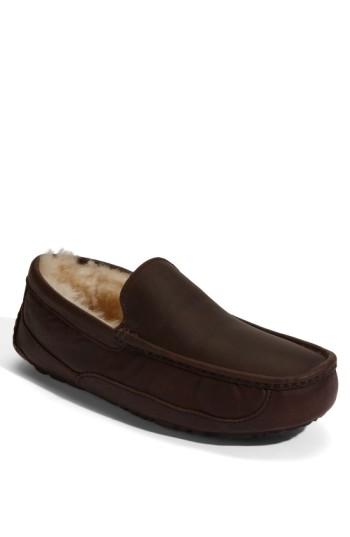 Men's Ugg Ascot Leather Slipper Eee - Brown