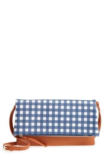 Sole Society Faux Leather Foldover Clutch - Black