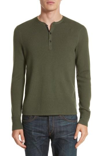 Men's Rag & Bone Gregory Merino Wool Blend Henley, Size - Green