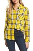 Women's Bp. Plaid Shirt, Size - Yellow