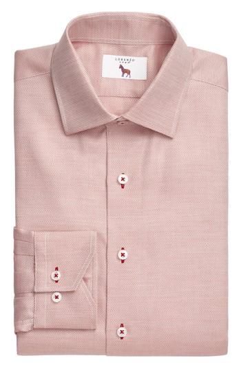 Men's Lorenzo Uomo Trim Fit Texture Dress Shirt .5 - 32 - Red