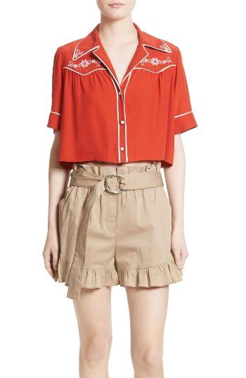 Women's Cinq A Sept Giselle Silk Crop Top