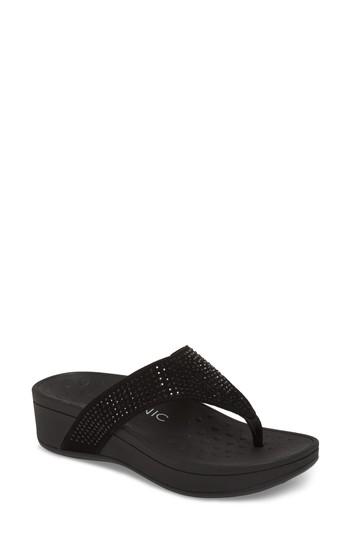 Women's Vionic Naples Embellished V-strap Wedge Flip Flop M - Black