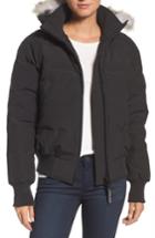 Women's Canada Goose 'savona' Bomber Jacket With Genuine Coyote Fur Trim (6-8) - Black