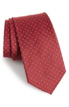 Men's The Tie Bar Dot Silk & Linen Tie, Size X-long X-long - Red