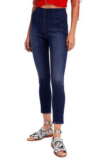Women's Free People High Waist Denim Leggings - Blue
