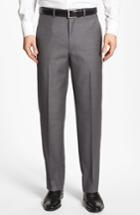 Men's Santorelli Luxury Flat Front Wool Trousers - Grey